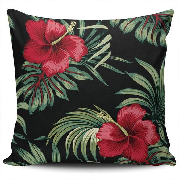 Other - 2459 Home Pillow Cases Tropical Vintage Red Hibiscus Floral Green Leaves